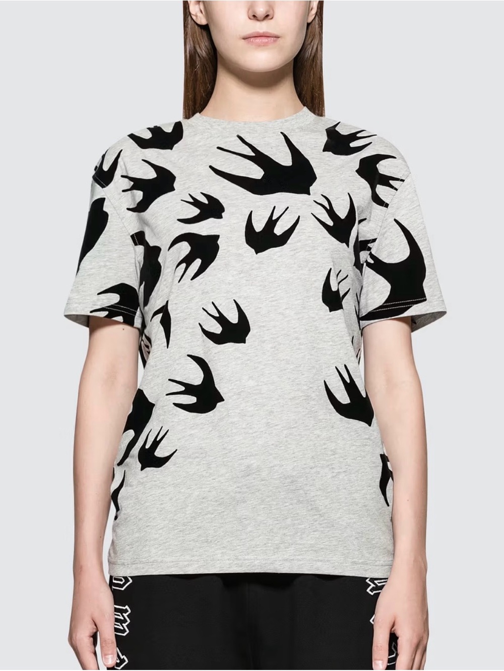 Mcq Alexander Mcqueen Swallow Print Tee Grey Black S Unisex View 2